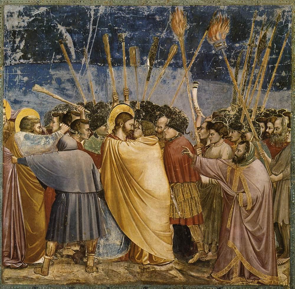 Le Baiser de Judas : la trahison, détail authentique de la fresque de Giotto