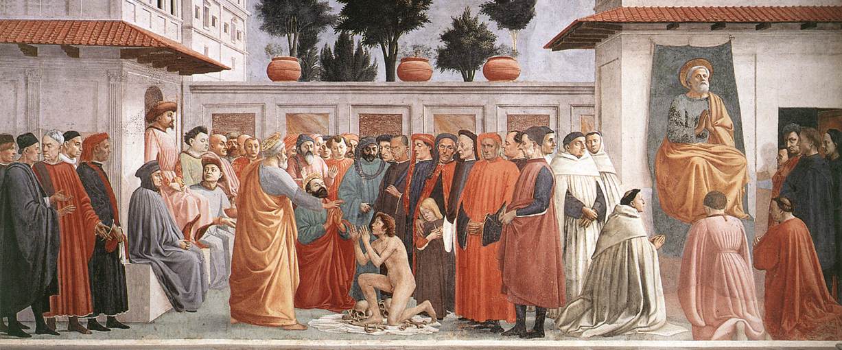 Masaccio et Filippino Lippi — Résurrection du fils de Théophile et saint Pierre en chaire